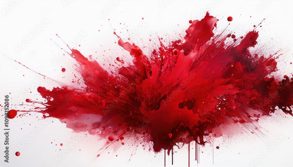 Poster dynamic explosion of vibrant red liquid. abstract high speed splash art capturing energy, passion, a