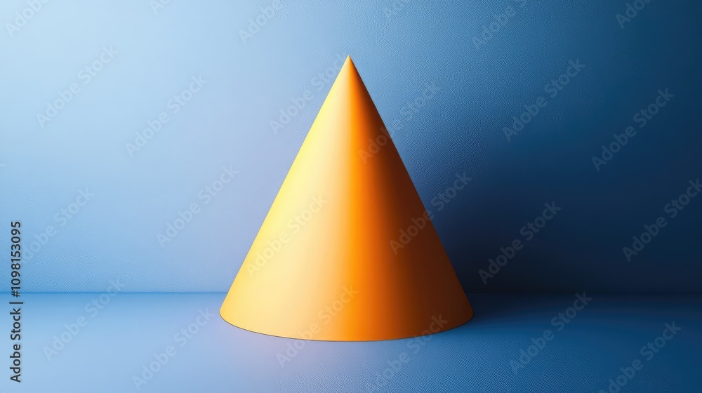 Aufkleber bright orange cone shaped object on a soft blue background highlighting minimalistic design and mode