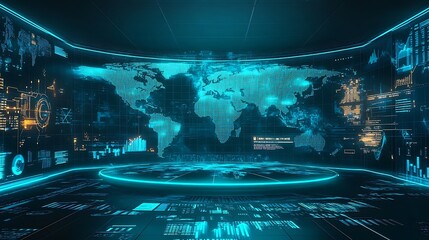 Global Data Visualization Futuristic Technology Interface