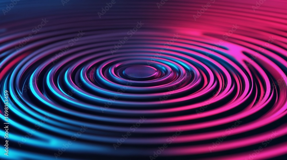 Aufkleber pulsing circular rhythm pattern with futuristic audio wave details 3d
