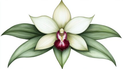 Elegant White Orchid Flower in Lush Green Foliage Beautiful Tropical Botanical Nature Concept