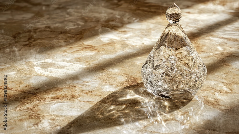 Aufkleber crystal decorative object on a marble surface with shadows highlighting elegant design and reflectio