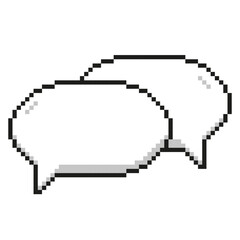 Obraz premium Pixel speech bubbles isolated on white background. Pixel vector element. 8-bit style illustration.