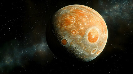 Orange Planet Space 3D Illustration