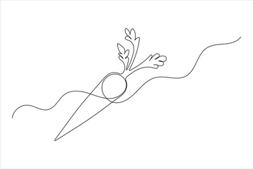 Carrot continuous one line drawing of isolated outline flat vector design