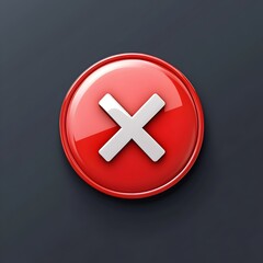 Obraz premium Glossy Red Circle with White Cross Icon