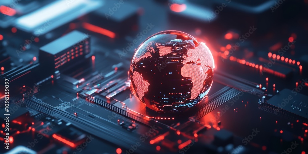 Poster global digital connectivity technology network data visualization cyber environment futuristic viewp