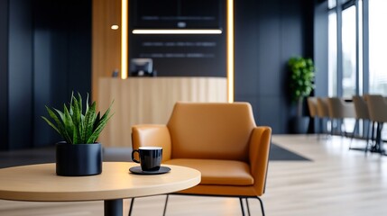 Fototapeta premium Modern Company Lounge with Coworkers Enjoying a Coffee Break Together