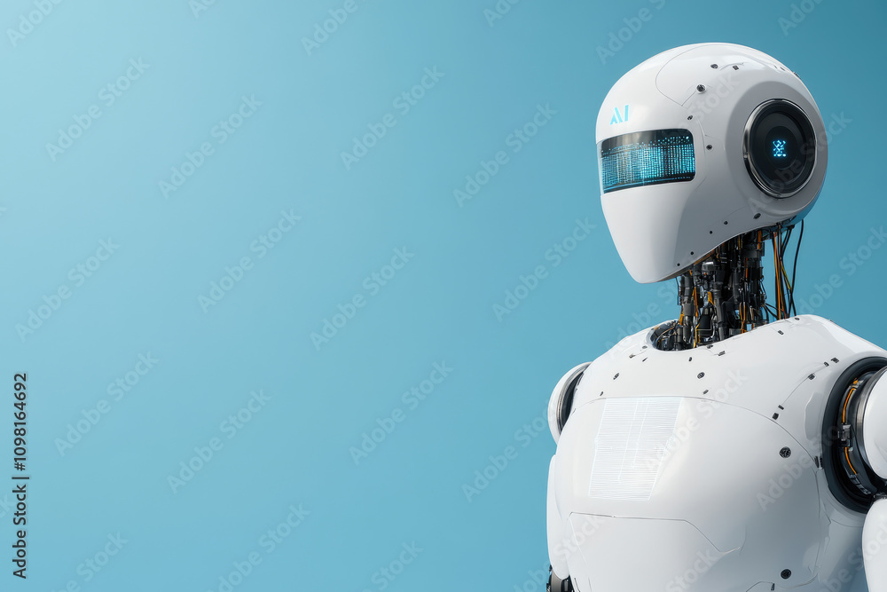 Poster futuristic ai robot, advanced artificial intelligence, innovative technology, machine learning evolu