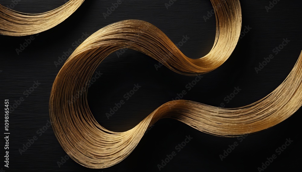 Poster background of fine golden threads on a black canvas, elegant abstract design