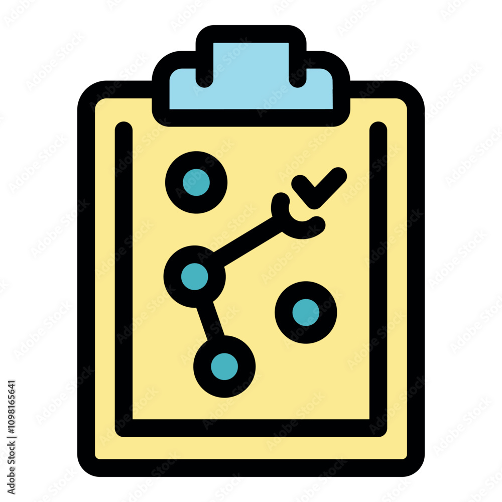 Poster clipboard is showing project management strategy with check mark, representing successful planning a