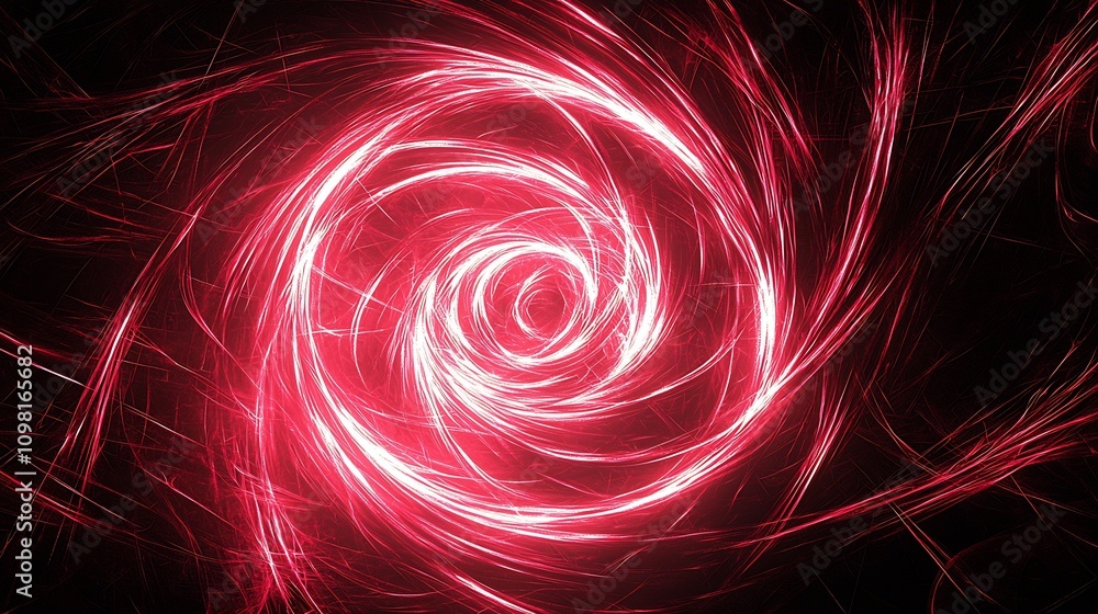 Aufkleber Dynamic Red Swirl and Line Pattern Artistic Background with Motion Effect : Generative AI