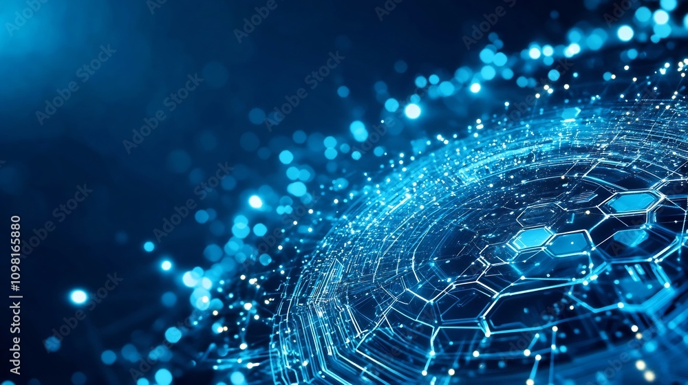Poster futuristic digital blue backdrop with hexagon patterns for tech visuals