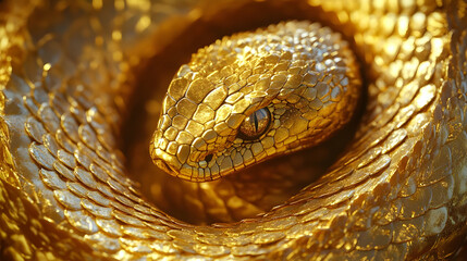 Obraz premium Golden Snake 3D Illustration