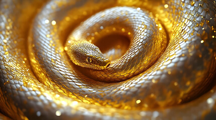 Fototapeta premium Golden Serpent 3D Illustration