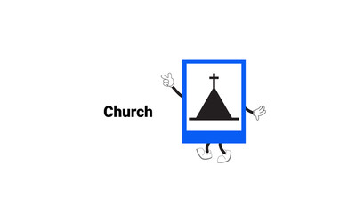 Church sign graphic vector illustration
with cartoon characters. Graphic design is suitable for children's education, story books, or traffic safety materials. vector illustration