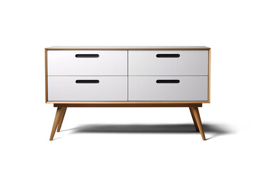 Isolated modern dresser with shadow on a transparent background. Elegant chest of drawers. PNG