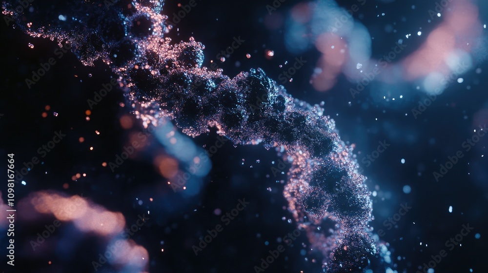 Aufkleber a close-up view of dna particles under a microscope, showcasing the double helix structure and intri