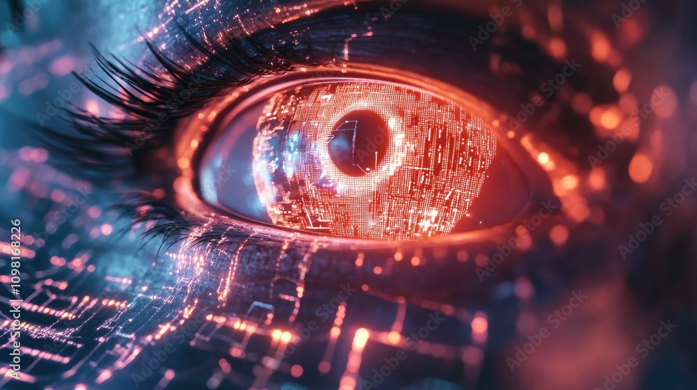 Poster A conceptual image of a glowing digital eye surrounded by data points and circuit patterns, symbolizing the future of AI and visual systems.