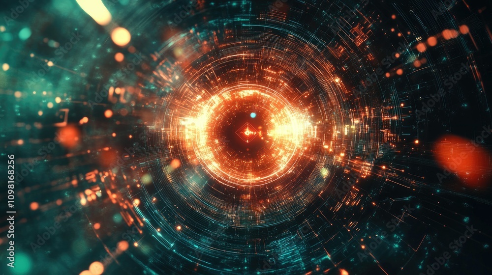 Poster A conceptual image of a glowing digital eye surrounded by data points and circuit patterns, symbolizing the future of AI and visual systems.