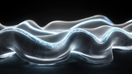 Naklejka premium Overlapping stock chart lines in abstract, flowing patterns over a glowing tech screen.