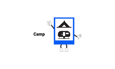 camp sign graphic vector illustration with cartoon characters. Graphic design is suitable for children's education, story books, or traffic safety materials. vector illustration