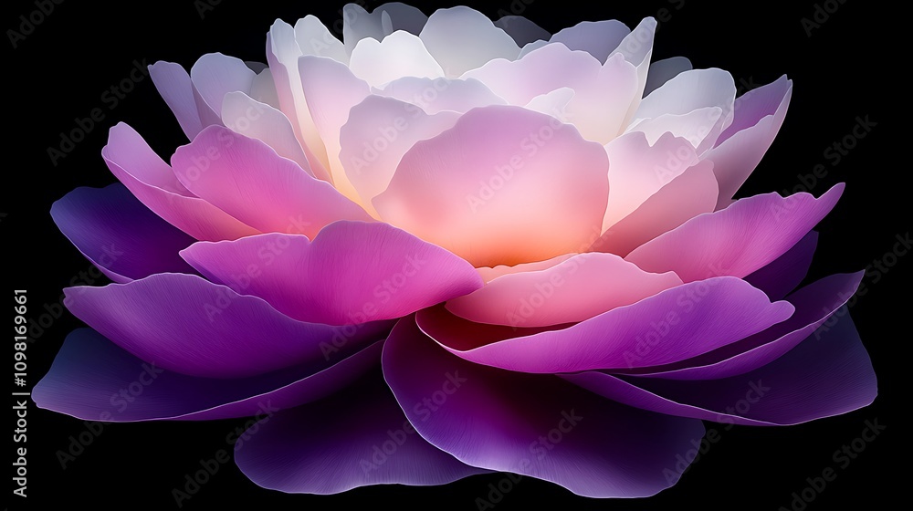 Poster an expressive watercolor composition capturing the beauty of a multicolored lotus flower with soft p