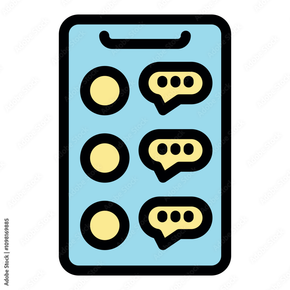 Poster modern smartphone displaying chat bubbles, symbolizing an ongoing online conversation or active mess