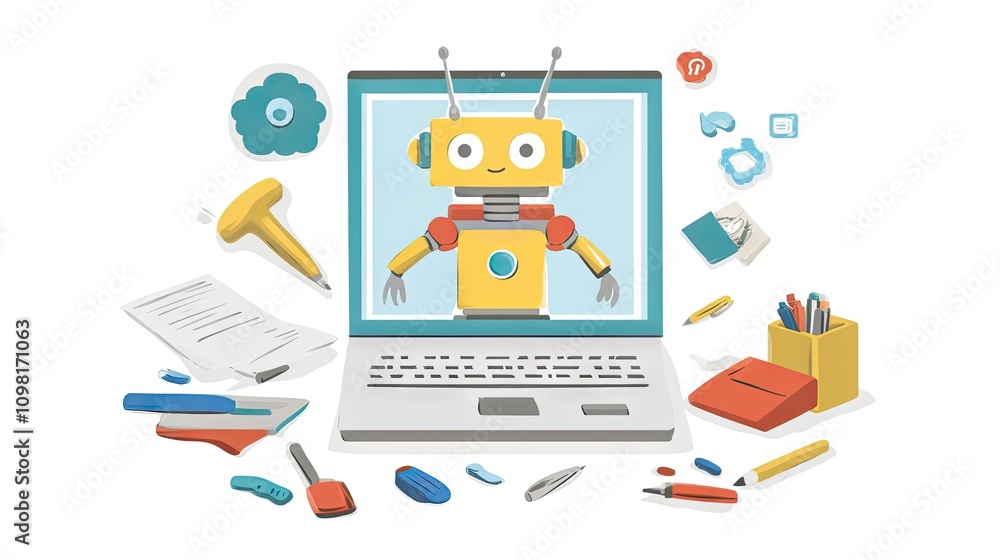 Poster screen with a helpful ai chatbot resolving a query for a tech-savvy customer
