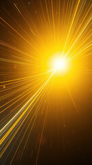 Obraz premium Vibrant yellow background with dynamic warp speed lines and starburst, dynamic movement, bright bursts