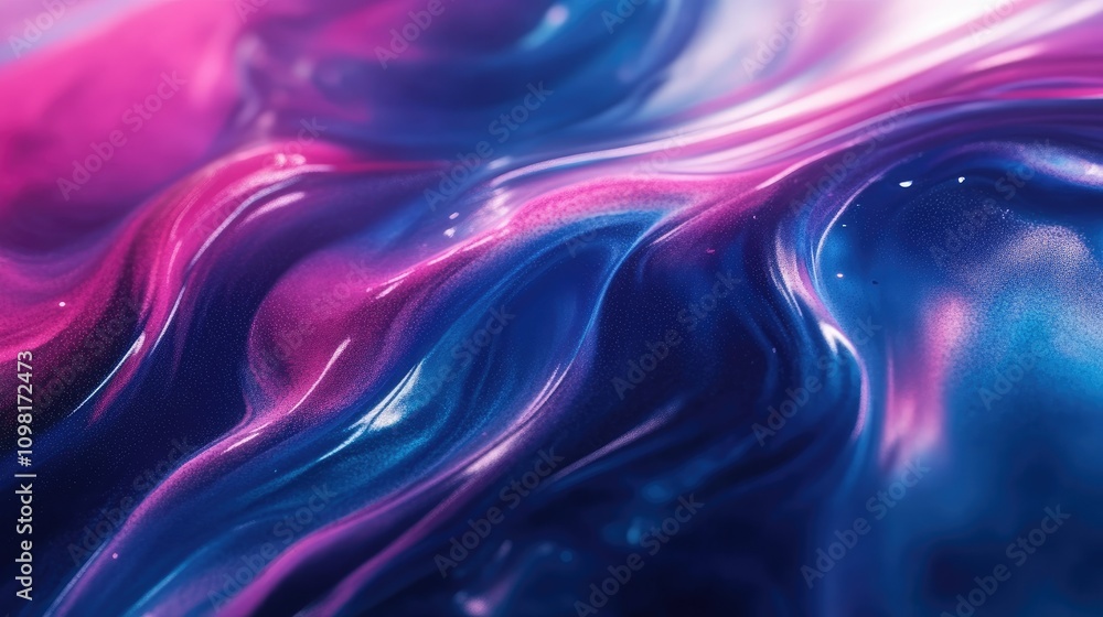 Poster close-up shot of fluid art with vibrant swirling colors and smooth textures, creating a stunning abs