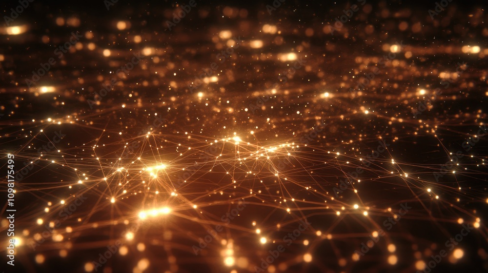 Aufkleber High-speed data transmission visualized with glowing digital connections across a dark, grid-like network of lines.