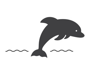 Fototapeta premium dolphin jump waves icon