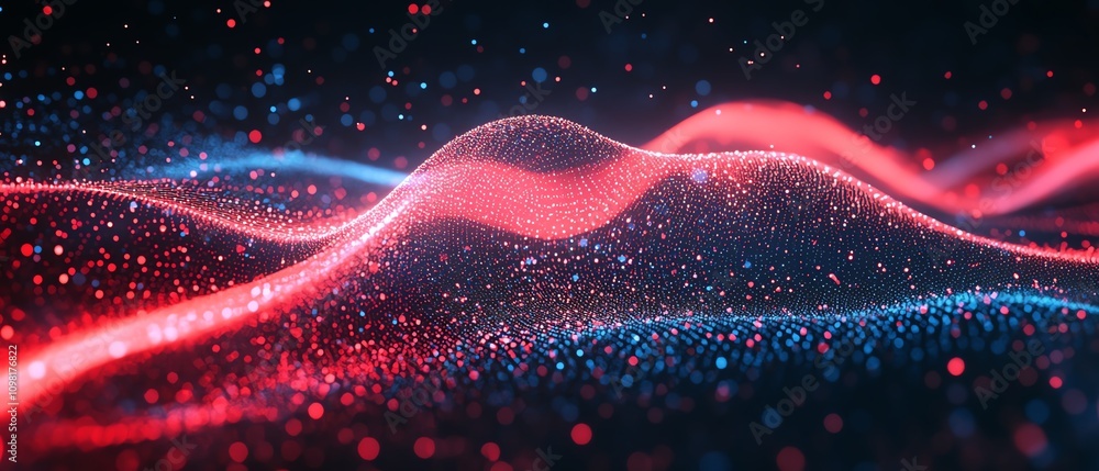 Leinwandbilder Blue and red data streams creating a digital human profile on a dark background, AI generative design representing advanced technology