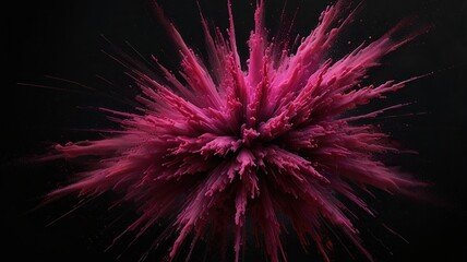 Obraz premium Here's a description and keywords for the image.. Pink powder explosion on black background. High-speed photography captures vibrant, dynamic burst.