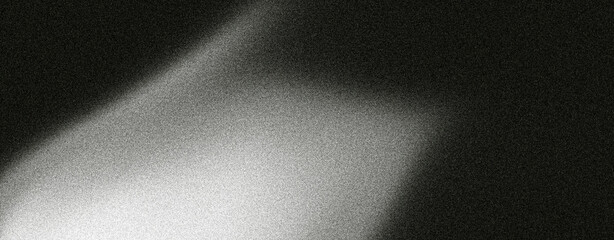 Black white grainy background, dark noise texture gray abstract gradient shape monochrome banner header cover wallpaper design