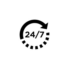 24/7 symbol icon logo template design illustration.