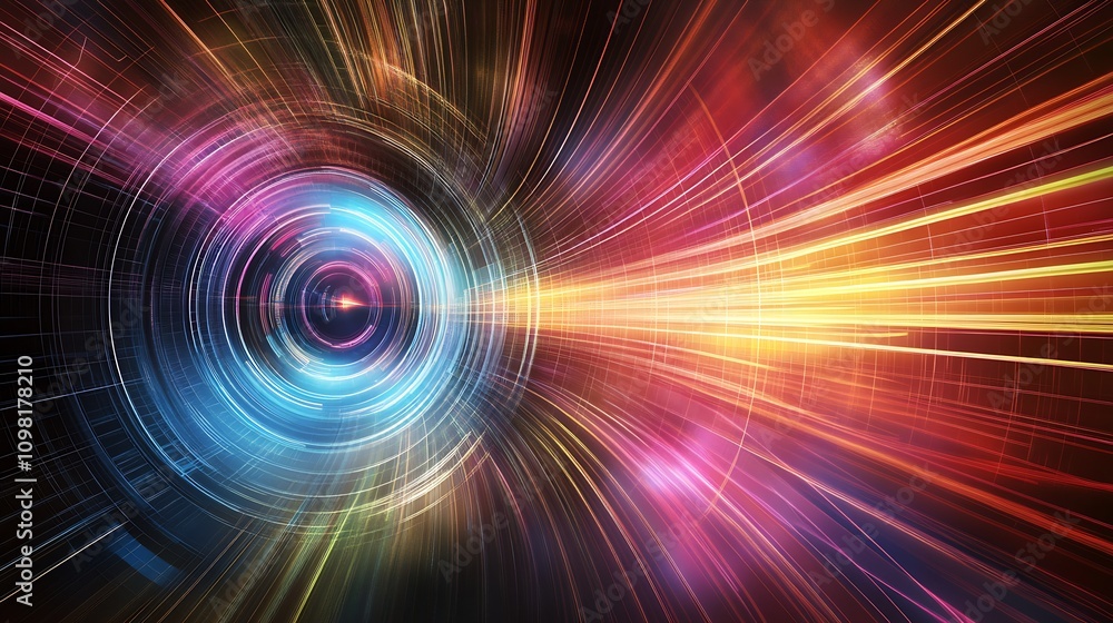Aufkleber vibrant abstract lens flare with radiant light burst and circular motion : generative ai