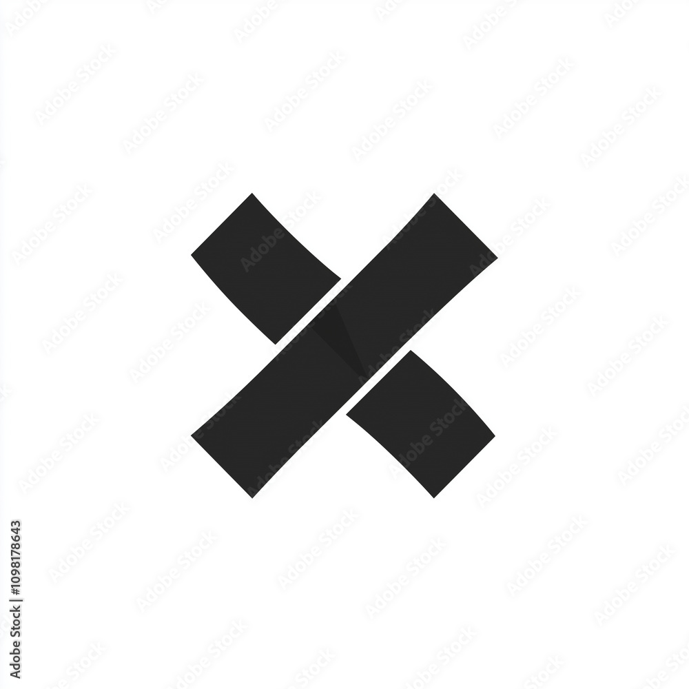 Poster black x mark minimalist graphic design element