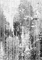 Halftone abstract glitch texture with a transparent background