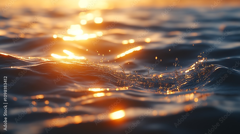 Aufkleber shimmering sunset light dancing on gentle ocean waves creating peaceful atmosphere : generative ai
