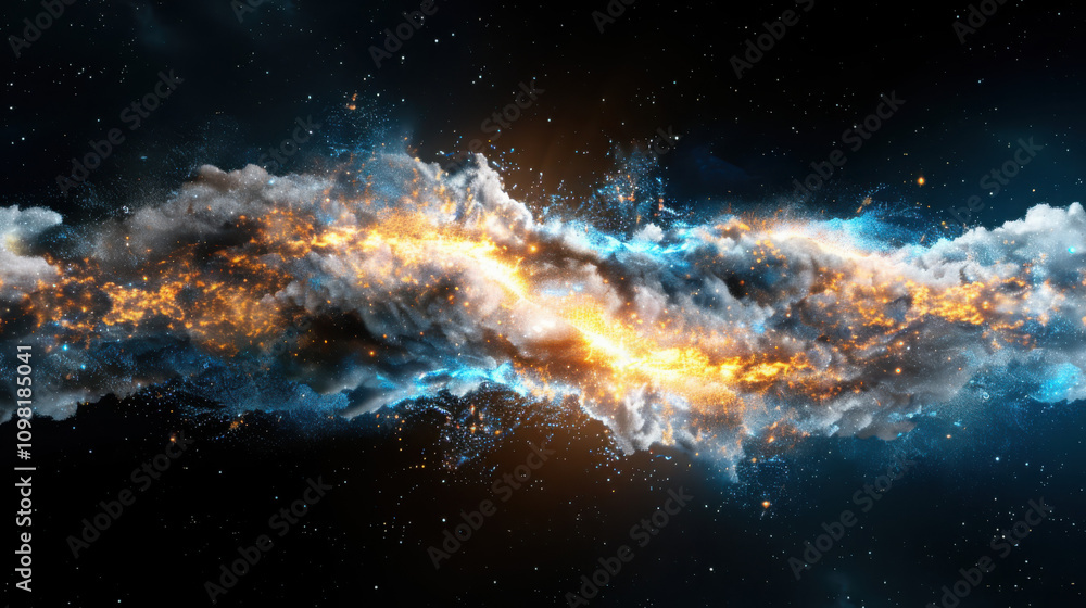 Poster exploring quantum computing particle effects in deep space a visual abstract representation of cosmi