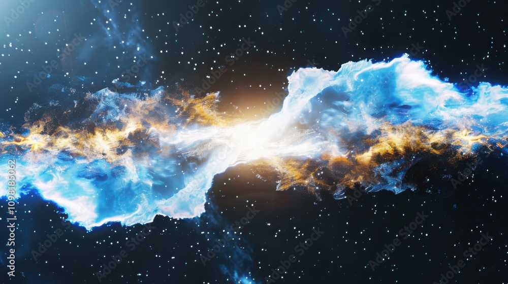 Poster exploring quantum computing particle effects in deep space an abstract representation of cosmic phen