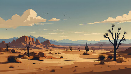 desert landscape simplistic flat illustration