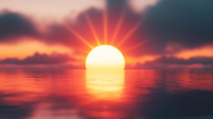 Obraz premium Fiery Sunset Over Calm Ocean Waters