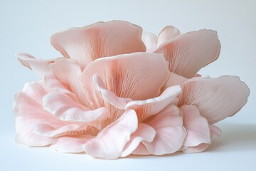Beautiful pink oyster mushrooms on a white background