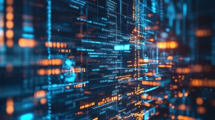 Obraz premium Abstract Digital Data Stream: A mesmerizing visualization of flowing code and digital information, showcasing the beauty of technology and the power of data.