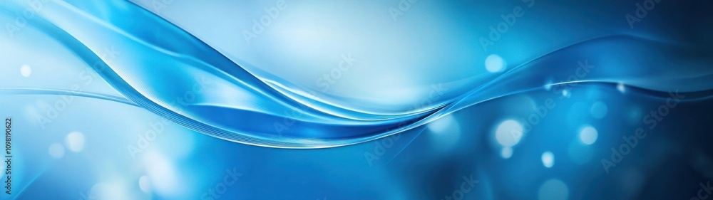 Aufkleber abstract blue wave design with smooth curves and bokeh effects.