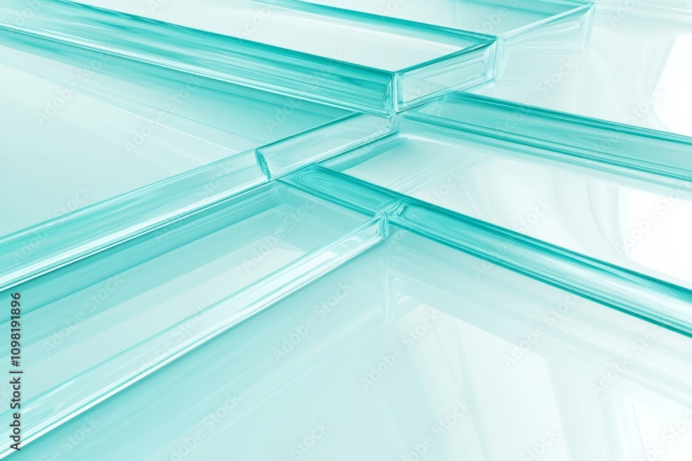 Sticker Abstract composition featuring overlapping glass panels in turquoise and gray-blue hues for creative design inspiration