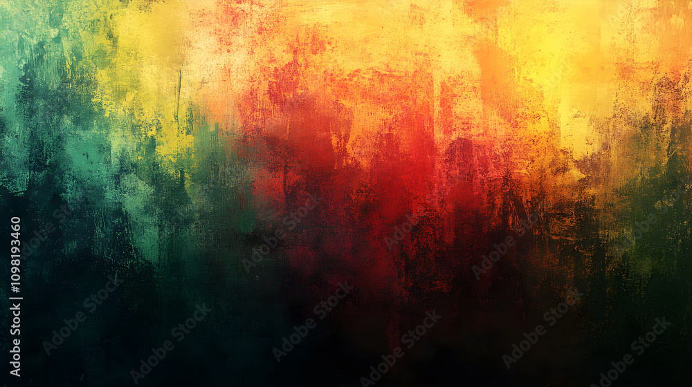 Poster grunge abstract background using reggae style colors.